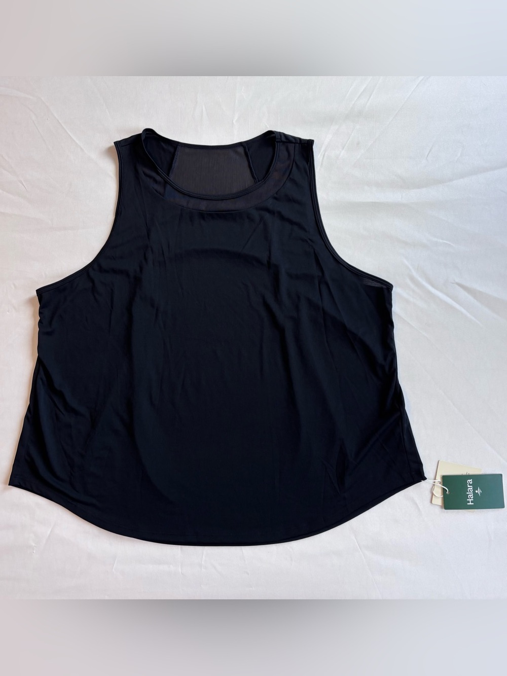 NWT | Halara Contrast Mesh Curved Hem Running Tank Top | Black | Sz: XL